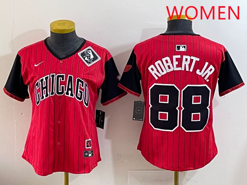 Women 2025 Chicago White Sox #88 Robert jr Red Joint Name Nike MLB Jersey style 14